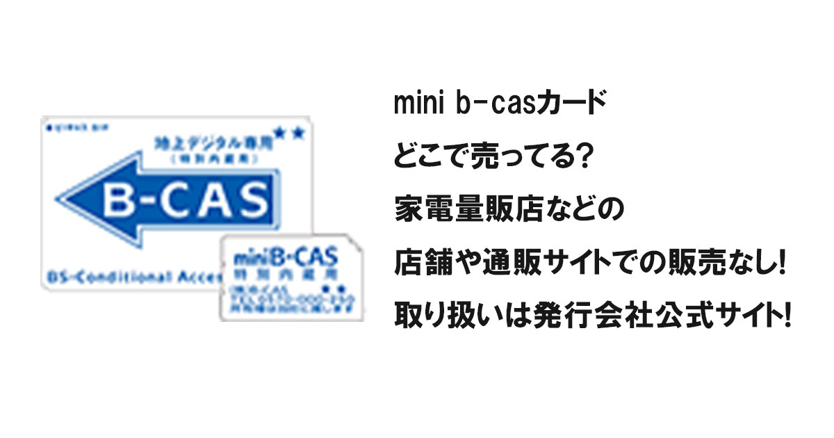 mini b-casカードどこで売ってる?家電量販店などの店舗や通販サイトでの販売なし!取り扱いは発行会社公式サイト!